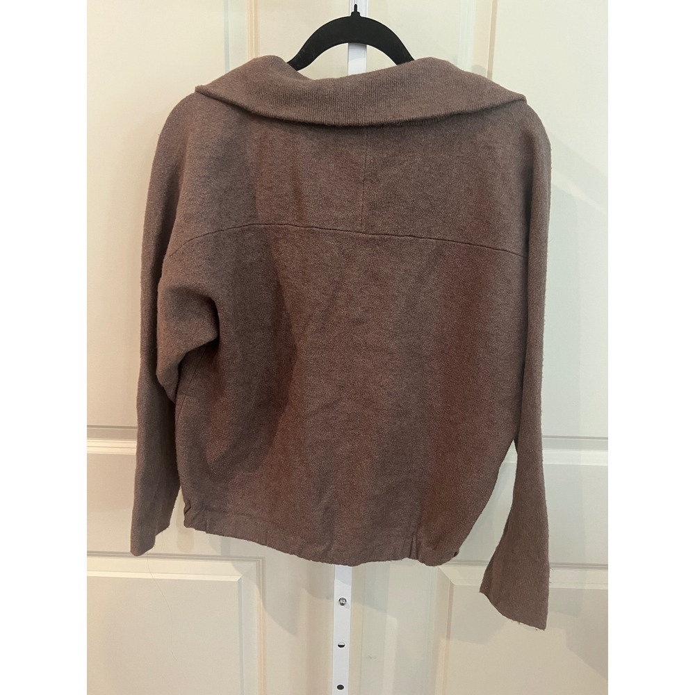 Sioni Anthropologie Women's Large Brown Zip Up Sweater Jacket Cardigan - Picture 3 of 7